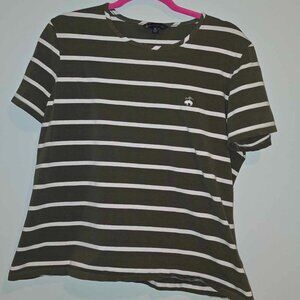 Brooks Brothers Cotton Jersey Crewneck T-Shirt - Army Green and White